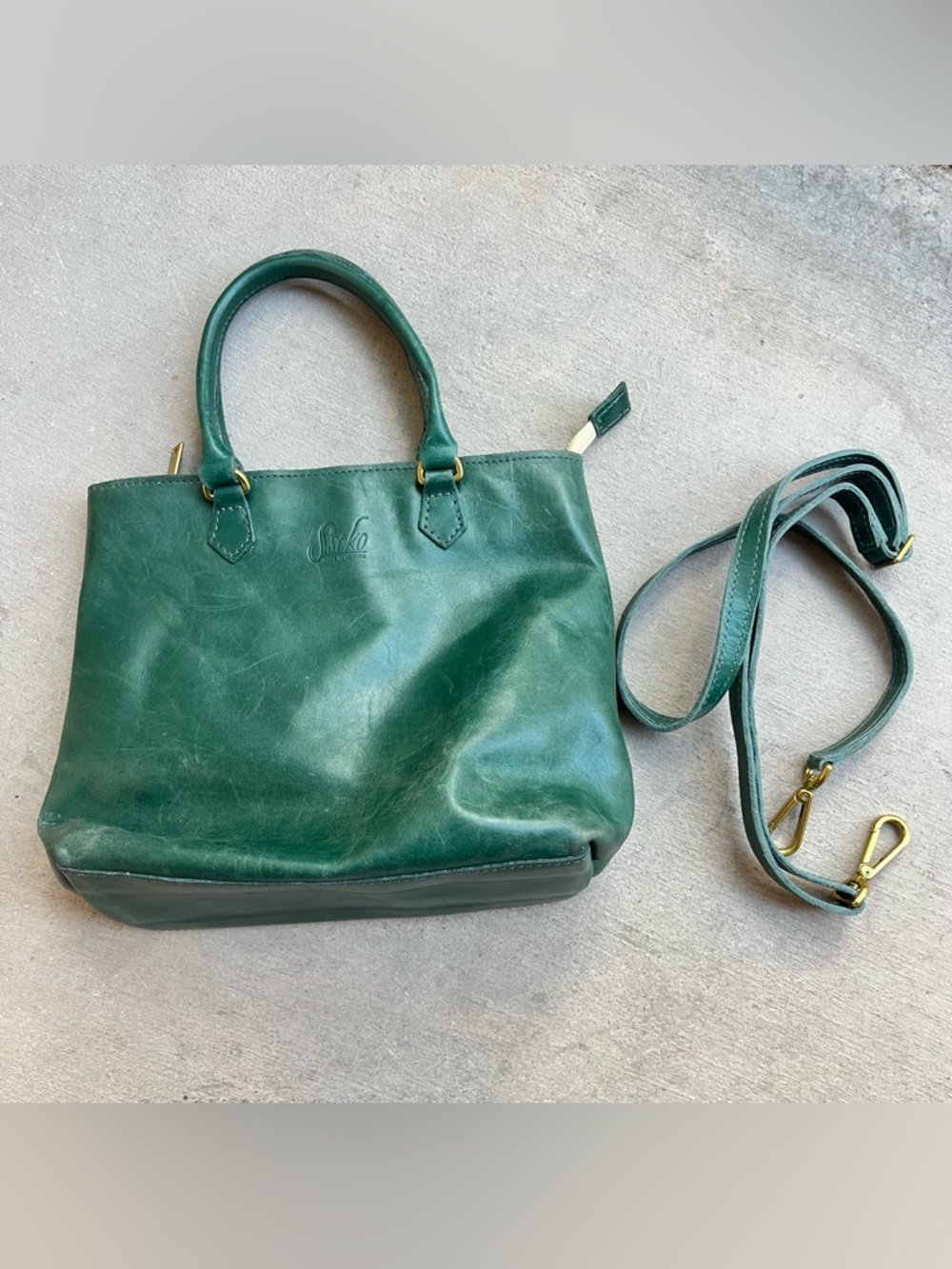 Sseko green leather handbag crossbody